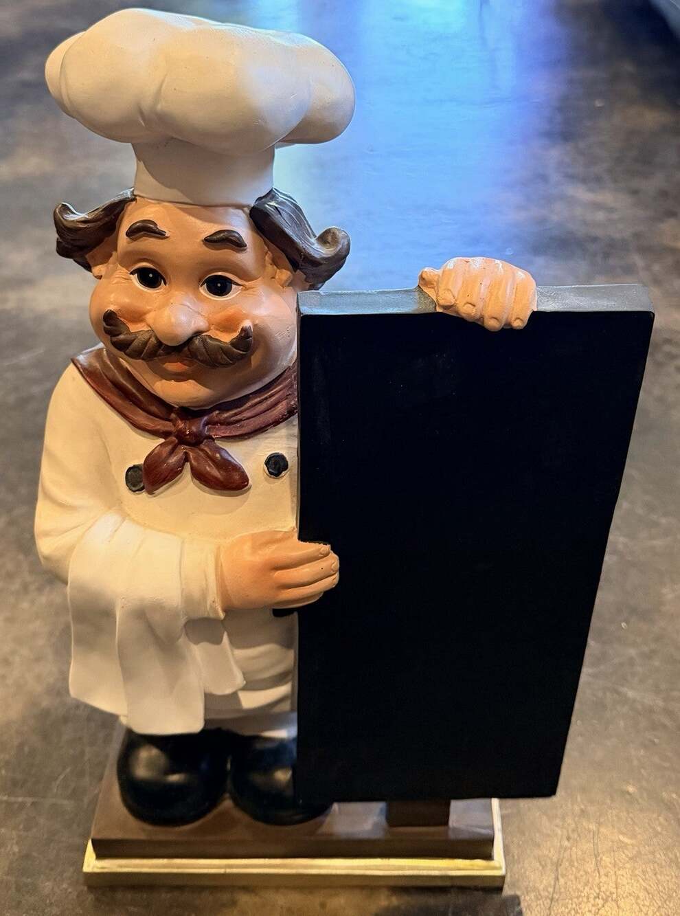 Italian Chef Holding Chalkboard Menu Tabletop Kitchen Decor Restaurant Statue